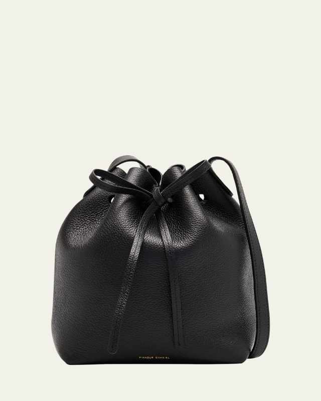 Mini Drawstring Leather Bucket Bag